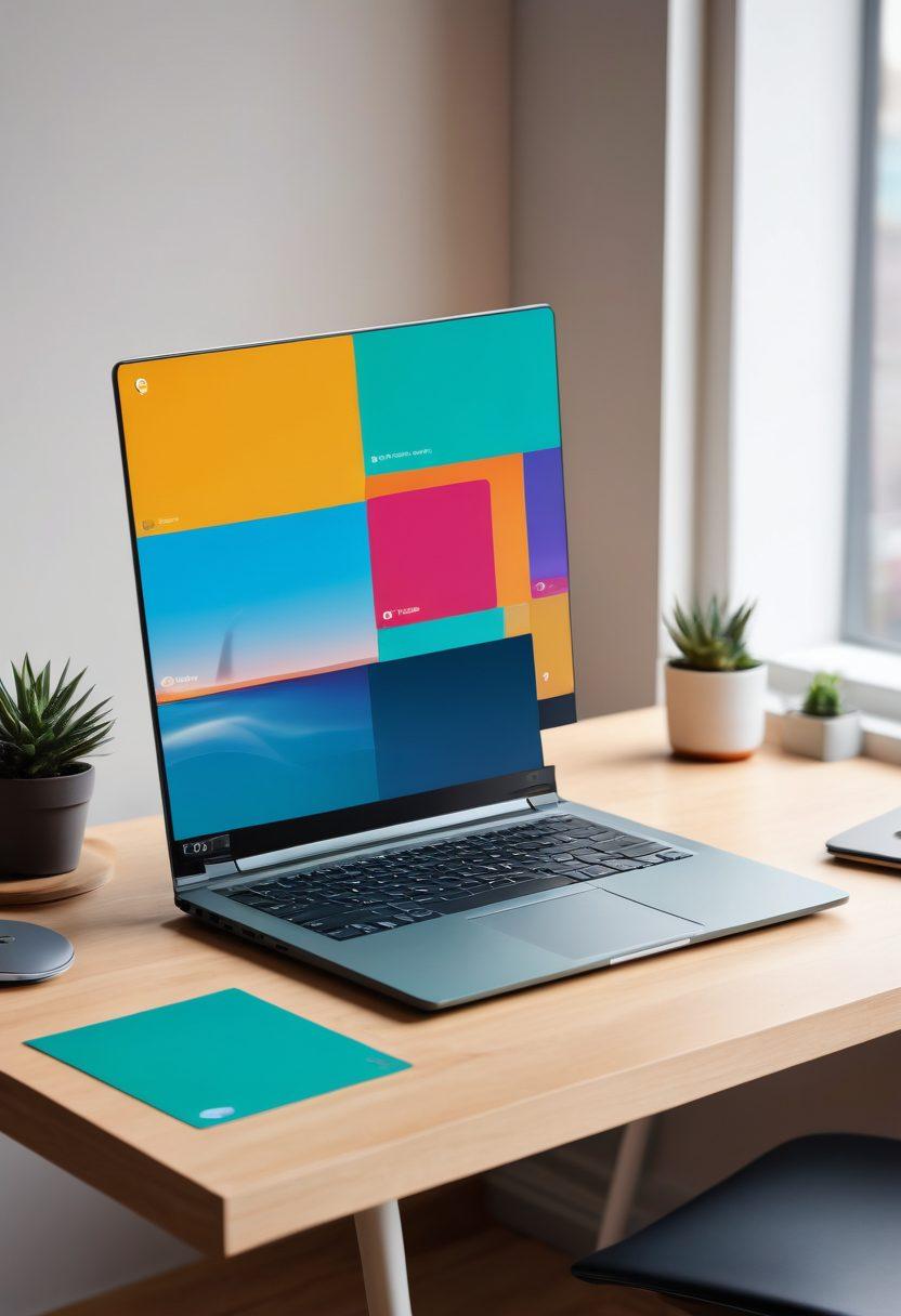 A sleek laptop on a modern desk displaying the Optus Webmail interface, with colorful email icons floating around. In the background, a person enthusiastically engaging in an online conversation via video call. Bright, inviting colors and dynamic lines to symbolize effective communication. The scene conveys productivity and connectivity. vibrant colors. 3D.